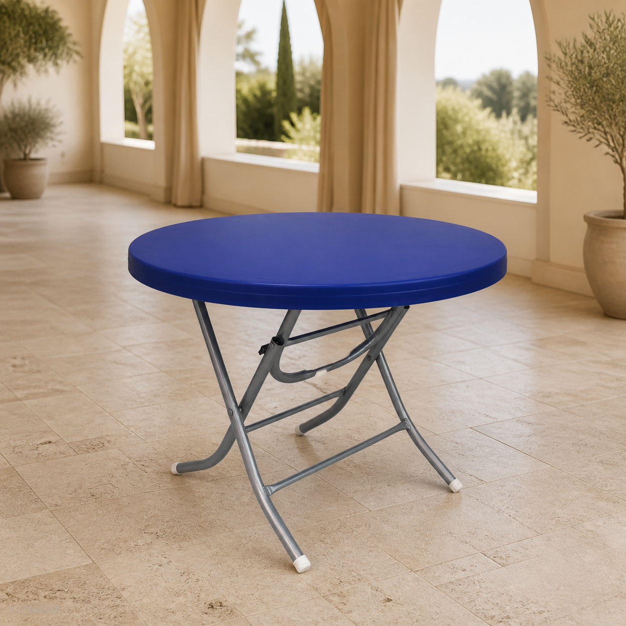 Mesa+Base Manolya Folding 80CM*73CM Azul en ambiente exterior