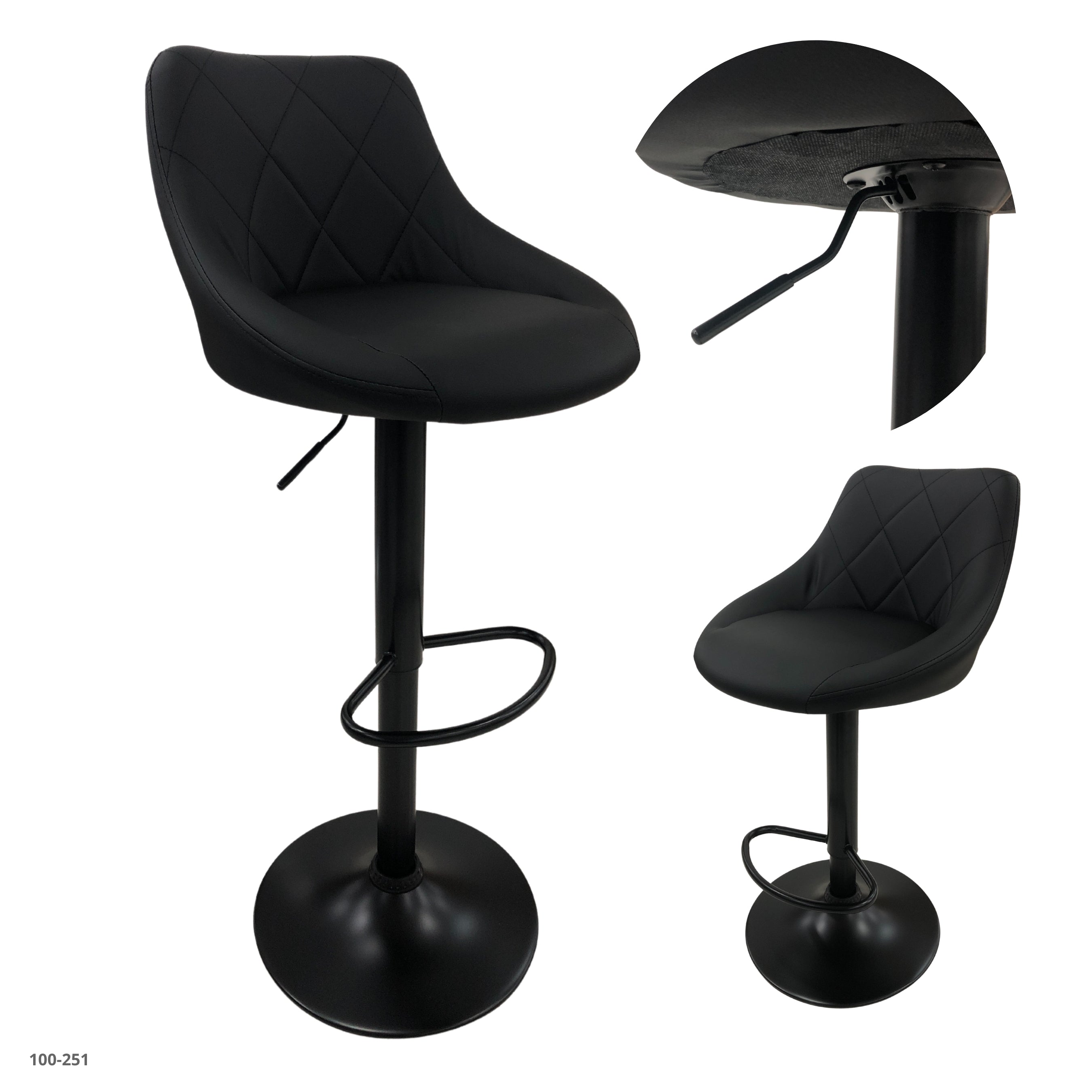 SILLA DE BAR CUERINA NEGRA/ BASE NEGRA