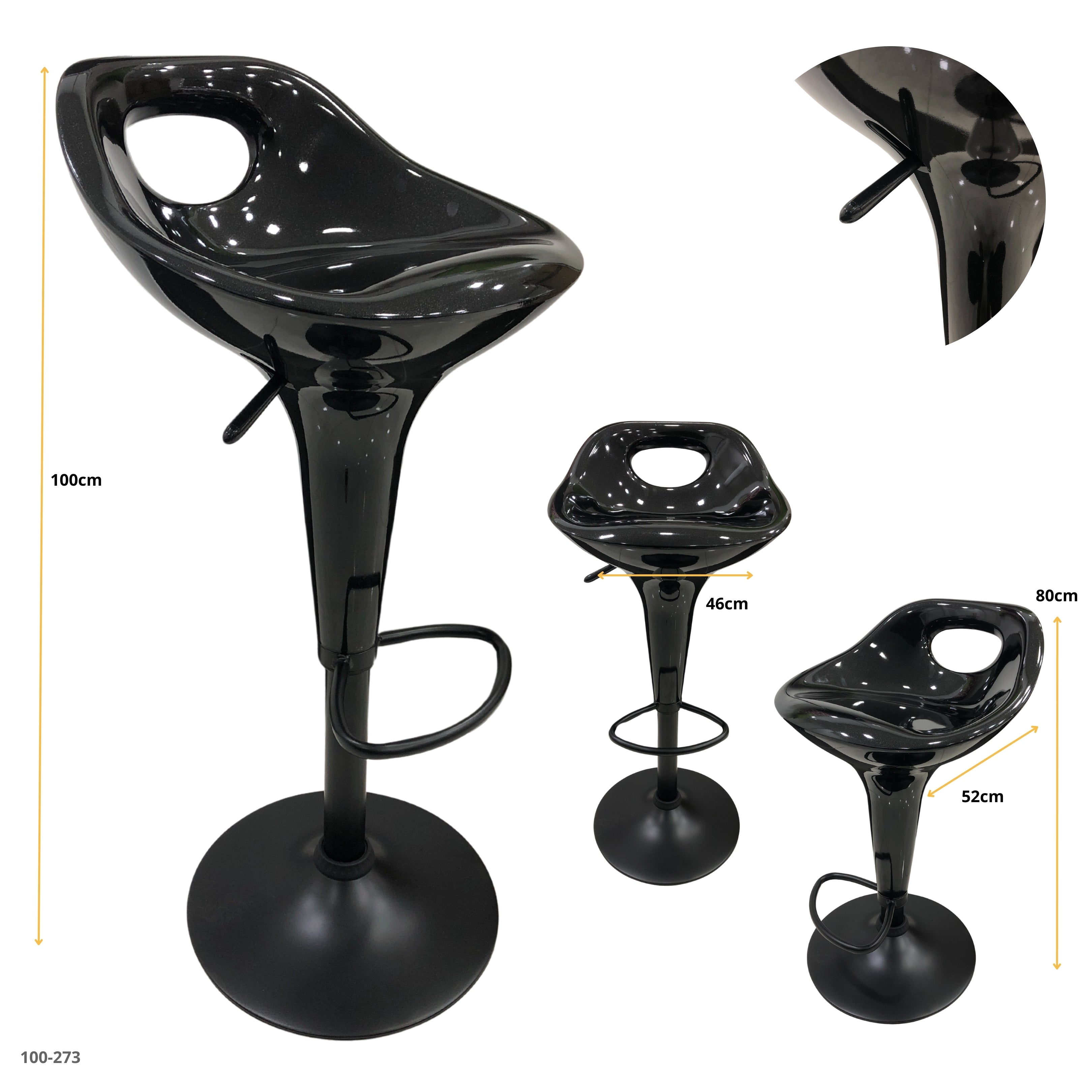 SILLA DE BAR NEGRA / BASE NEGRA