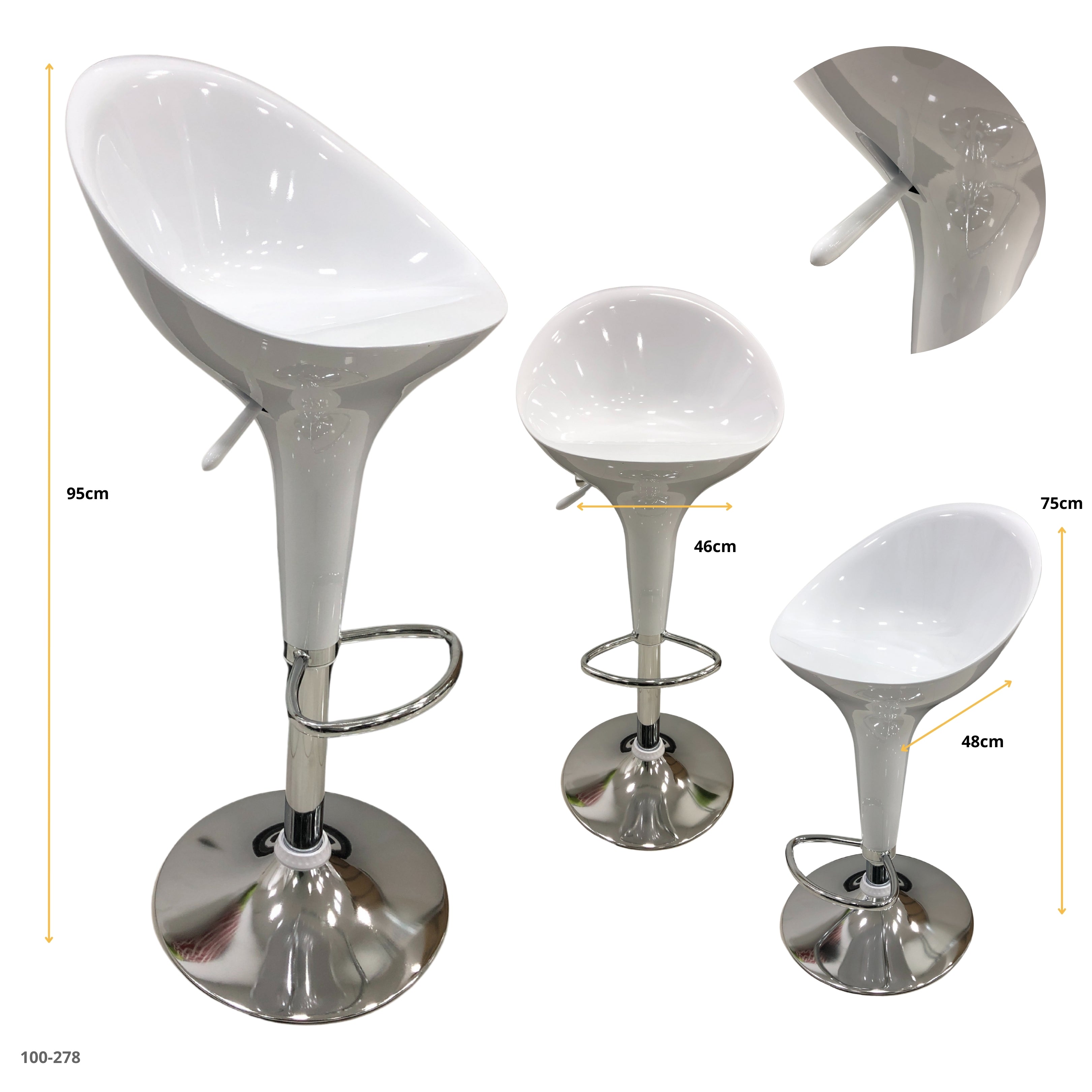 Silla de bar blanca base cromada - 100-278