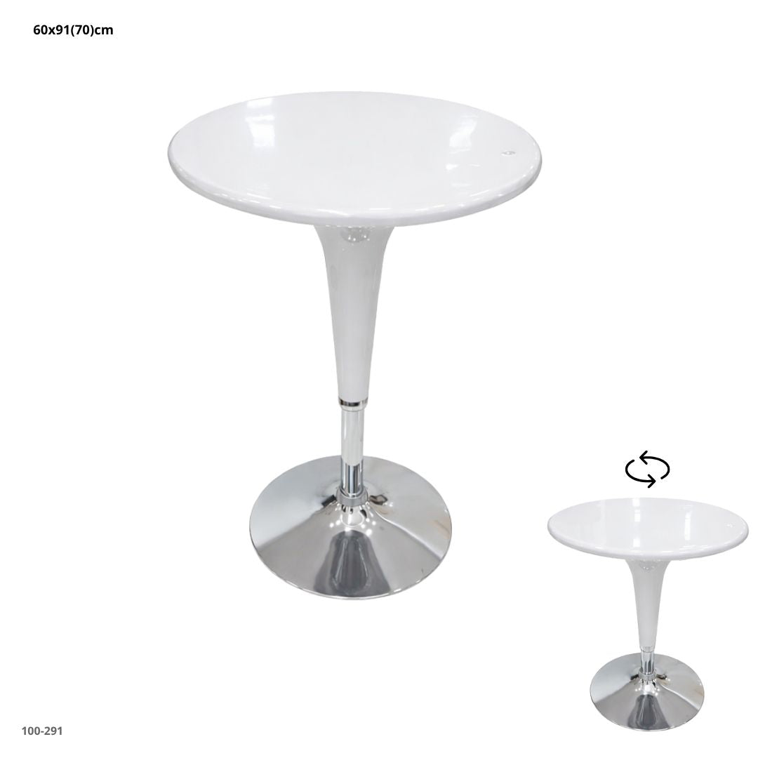 Mesa de Bar Blanca Base Plateada (100-291)