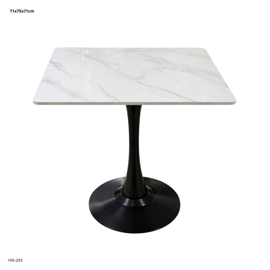 Mesa cuadrada marmol blanca base negra 100-293