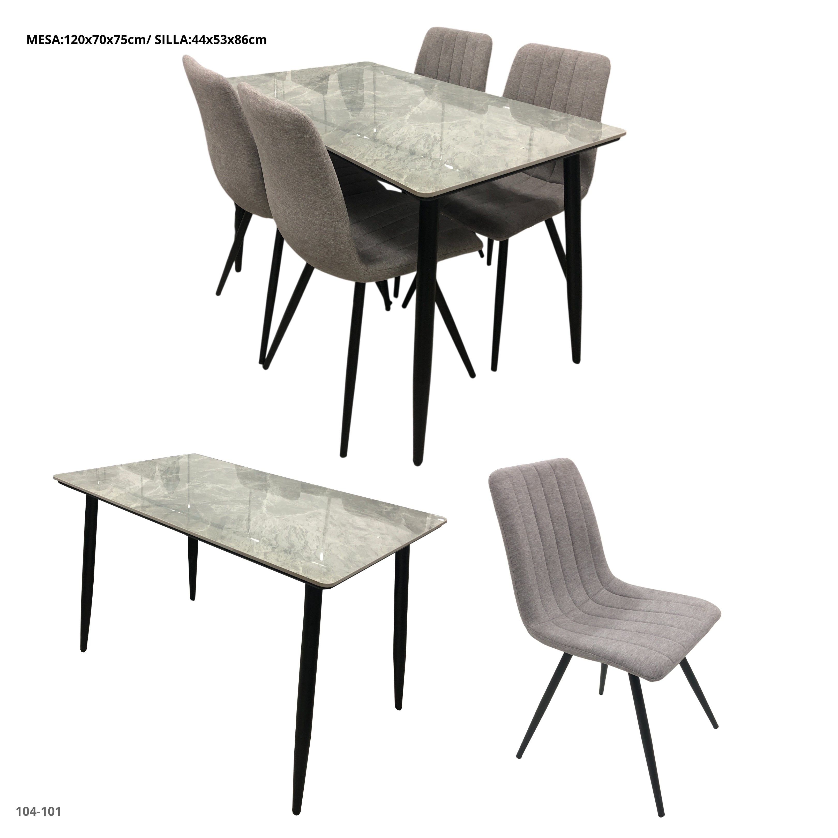 JGO COMEDOR GRIS 4 SILLAS