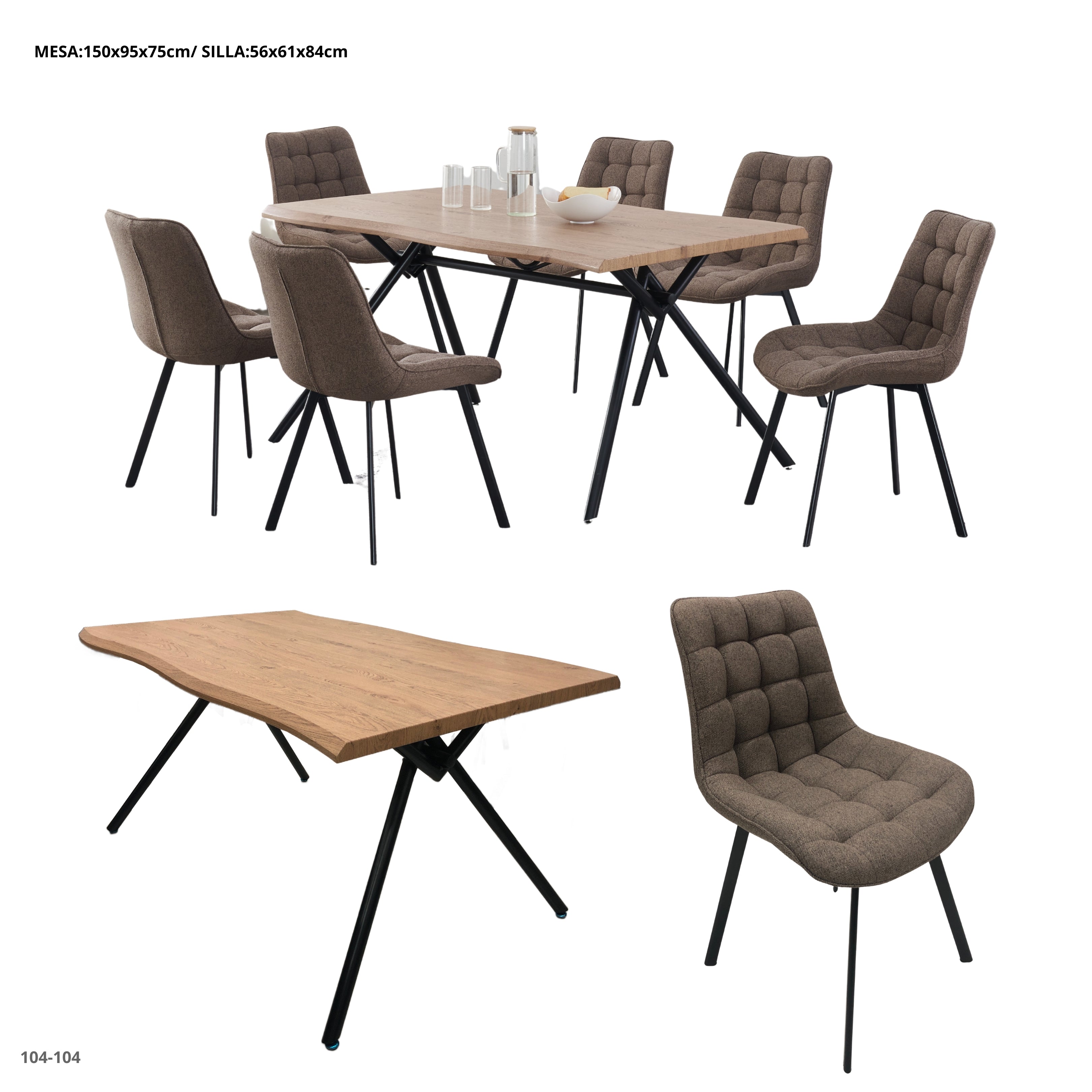 JUEGO DE COMEDOR CHOCOLATE 6 SILLAS