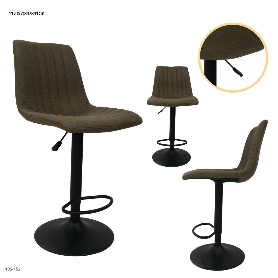 Silla de bar gamuza marrón base negra 105-152