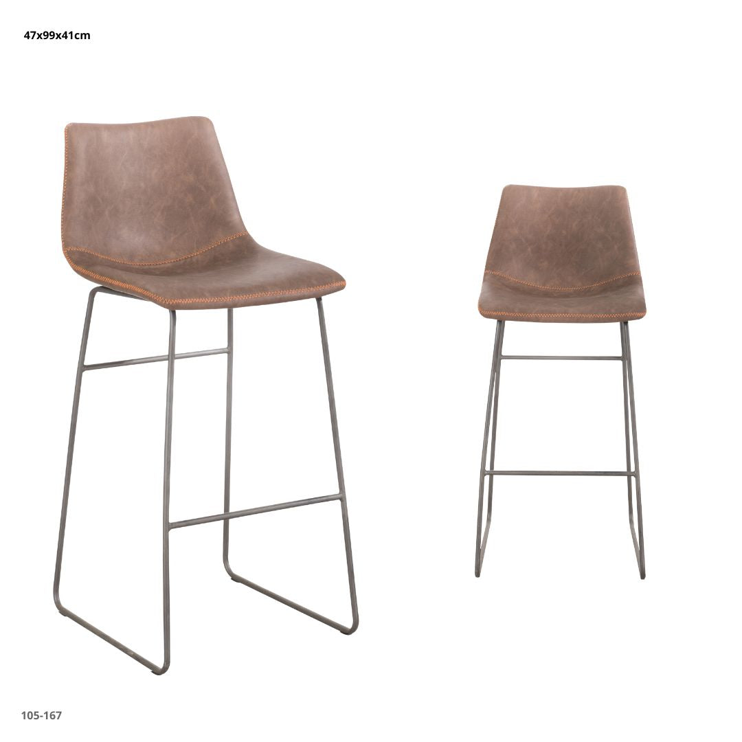 Silla de Bar Cuerina Café Base Trineo - Ref. 105-167