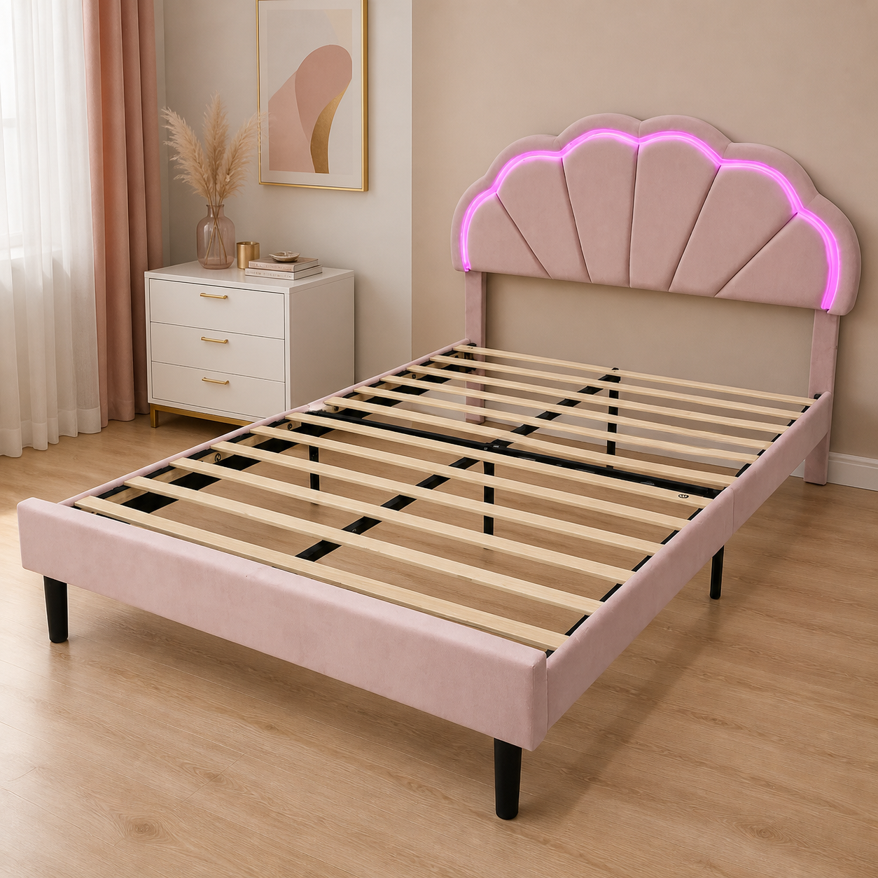 Cama Rosa/Led en ambiente exterior