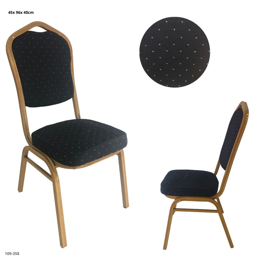 SILLA DE EVENTO NEGRA C/PUNTOS DORADOS