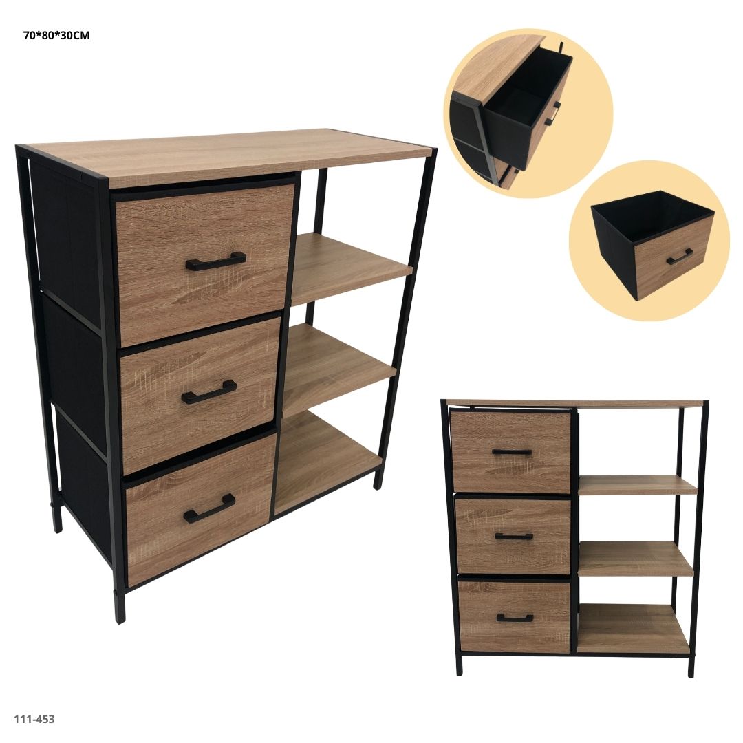 GAVETERO 3 GAVETAS Y ESTANTES 70*80*30CM