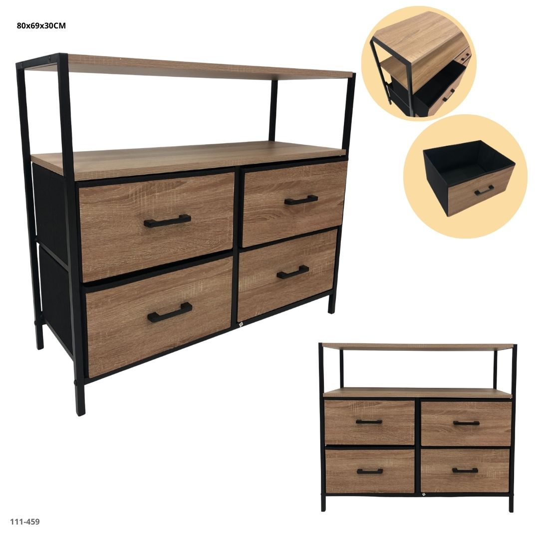 GAVETERO 4 GAVETAS Y ESTANTE 80*69*30CM