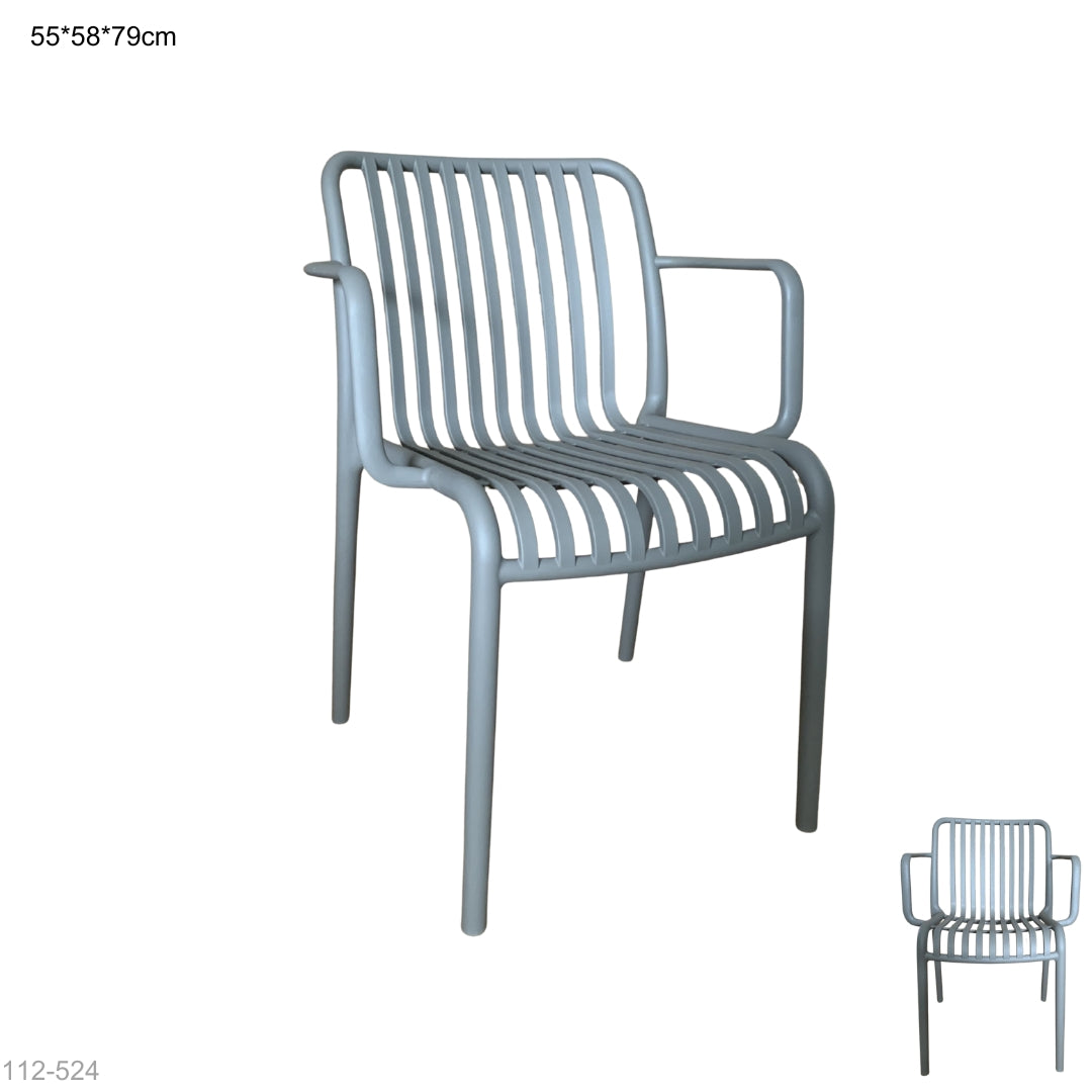 Silla plástica gris con apoyabrazos 112-524