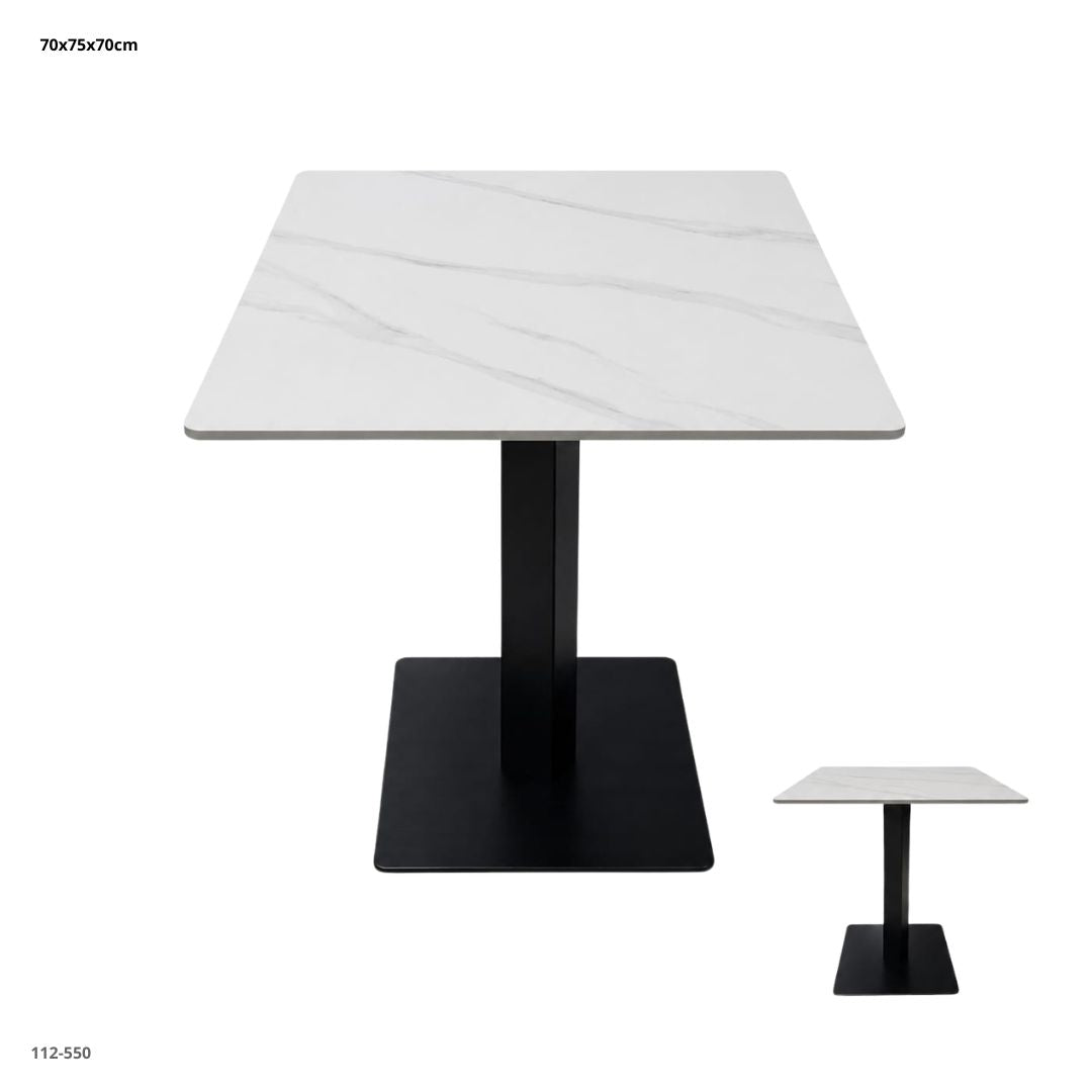 MESA MODERNA DE MARMOL BLANCA/ BASE NEGRA