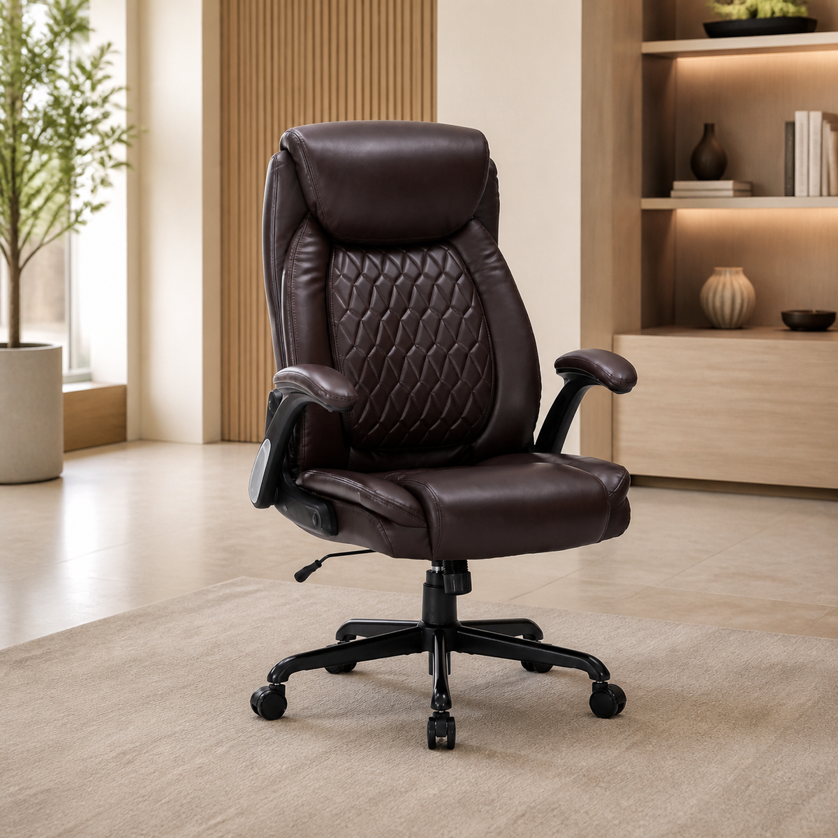 Silla de oficina grande cuerina chocolate 380lb