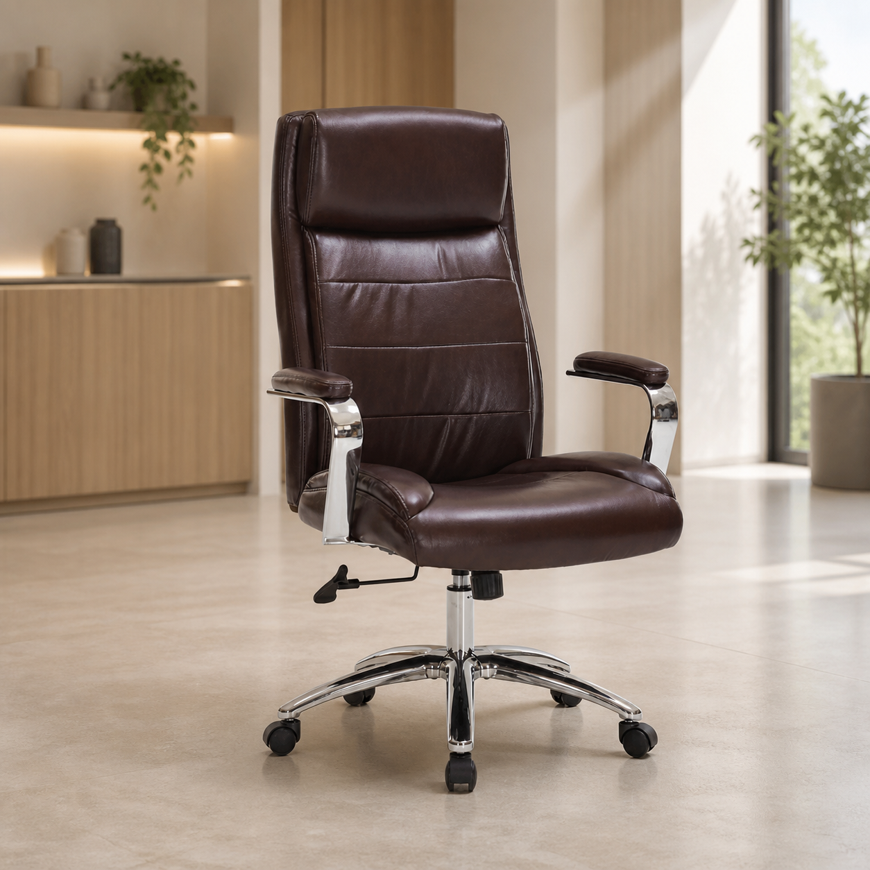 Silla de oficina grande cuerina chocolate