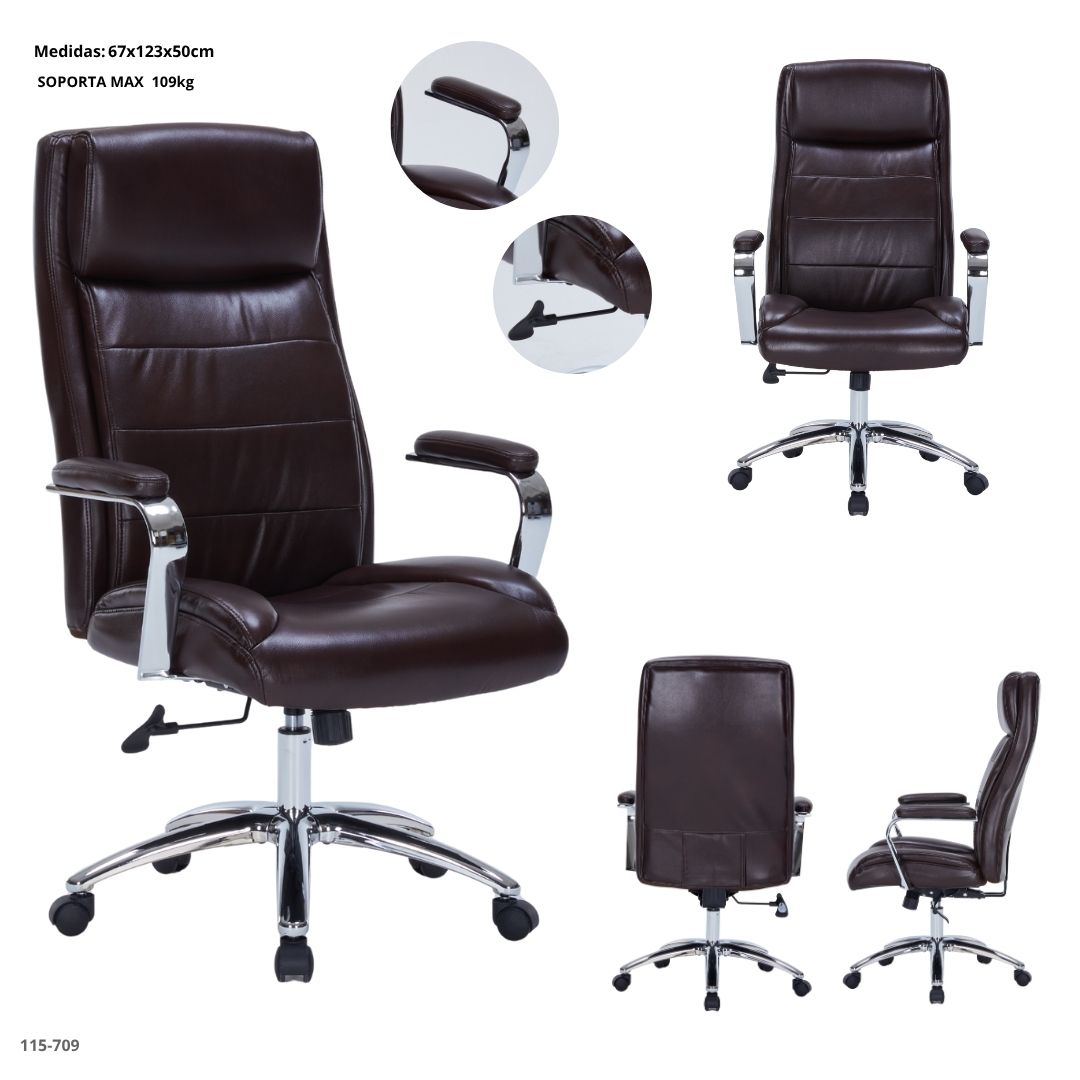 Silla de oficina grande cuerina chocolate - producto
