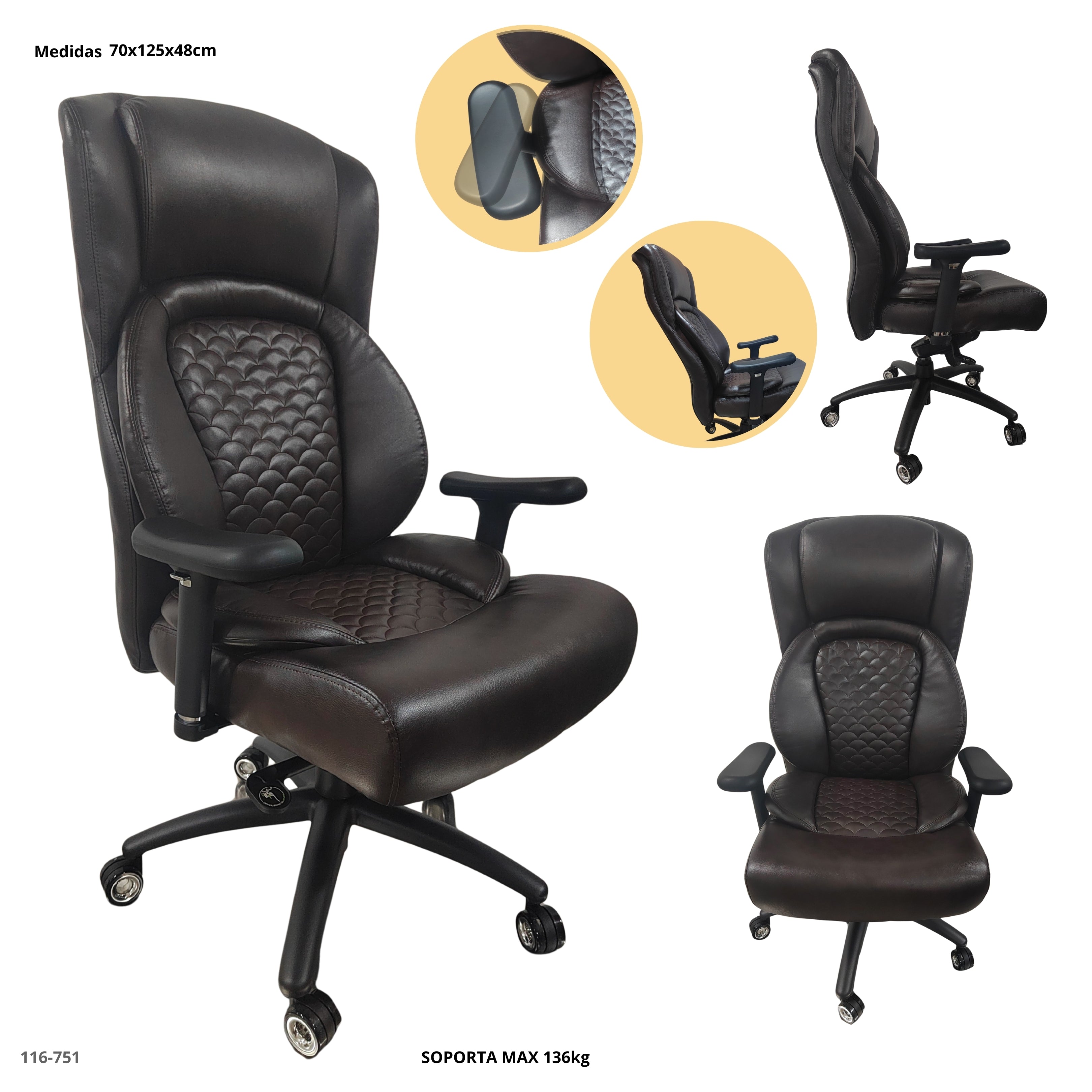 SILLA DE OFICINA/CUERINA CHOCOLATE