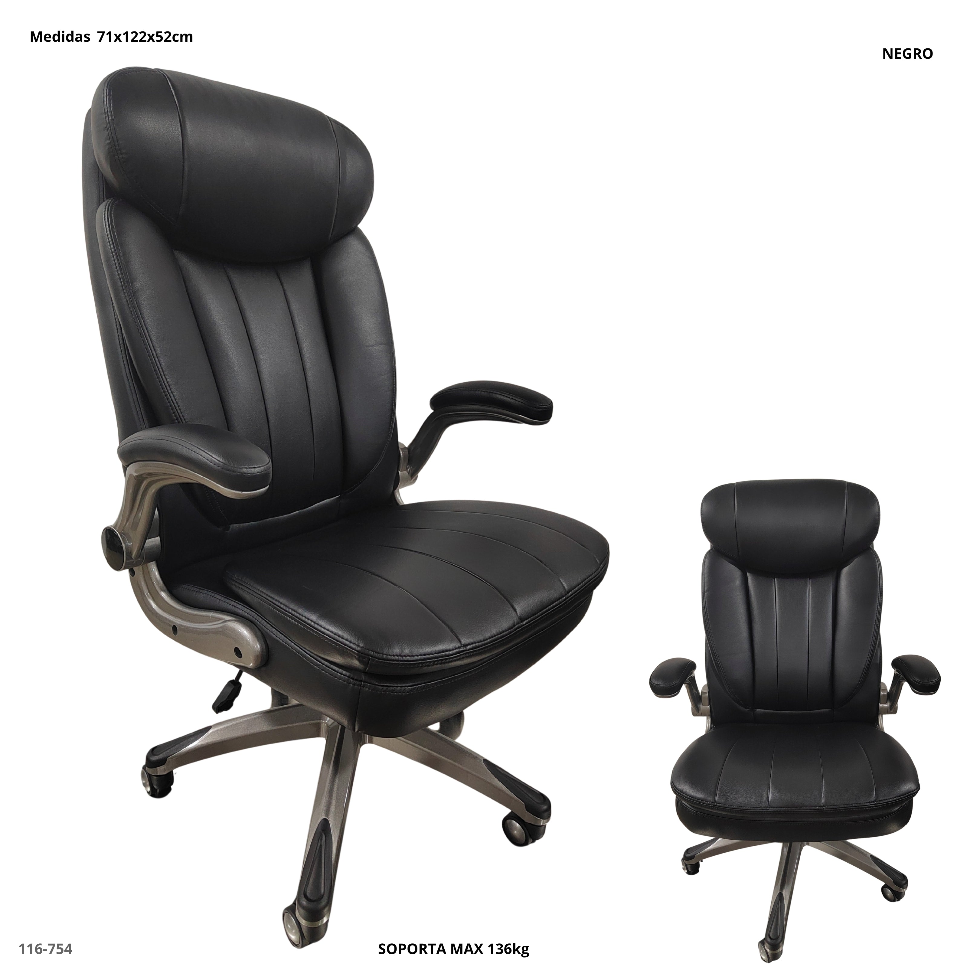 SILLA DE OFICINA/CUERINA NEGRA