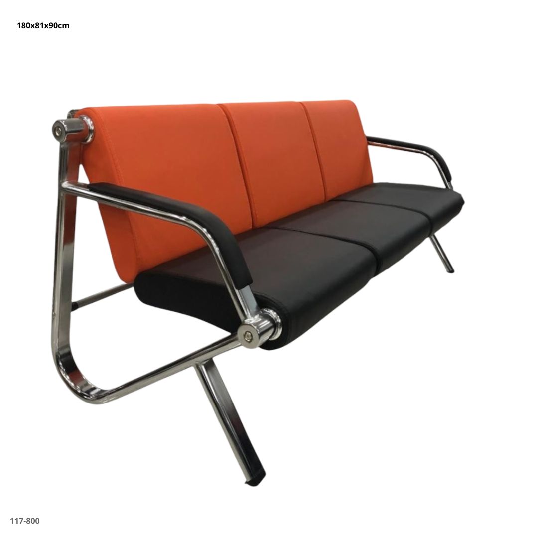 SET 3 SILLAS NARANJA/NEGRO DE CUERINA Y METAL