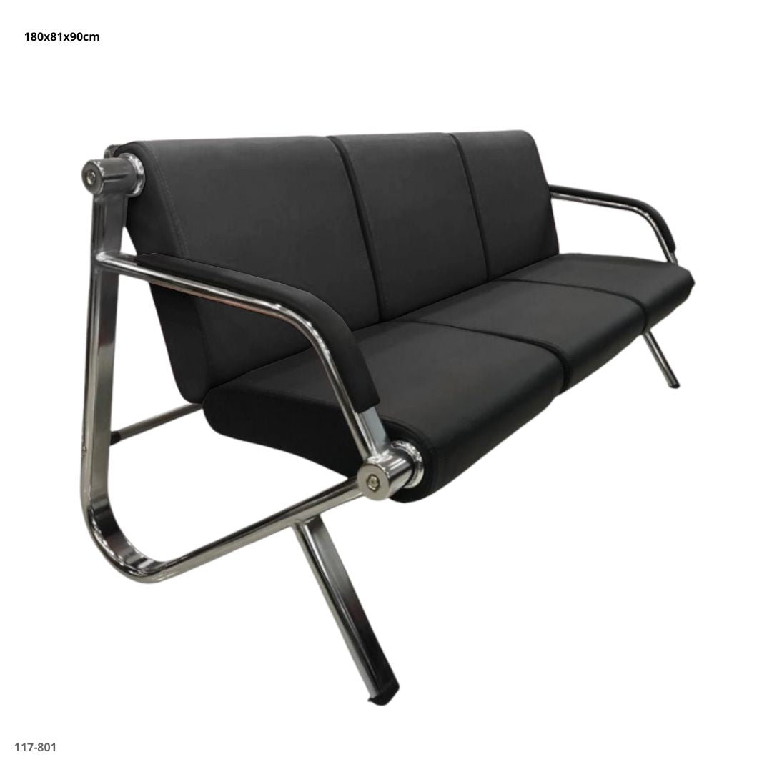 SET 3 SILLAS NEGRAS DE CUERINA Y METAL