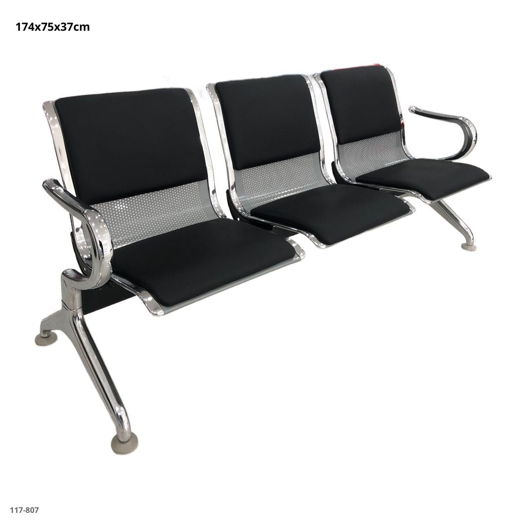 Set 3 Sillas Gris/Negro Cuerina y Metal - Ref. 117-807
