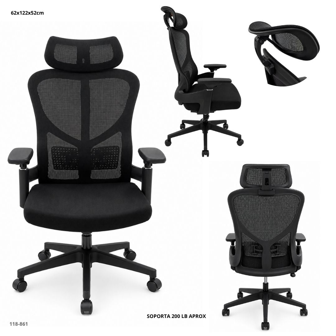Silla de Oficina Negra /Base Silver