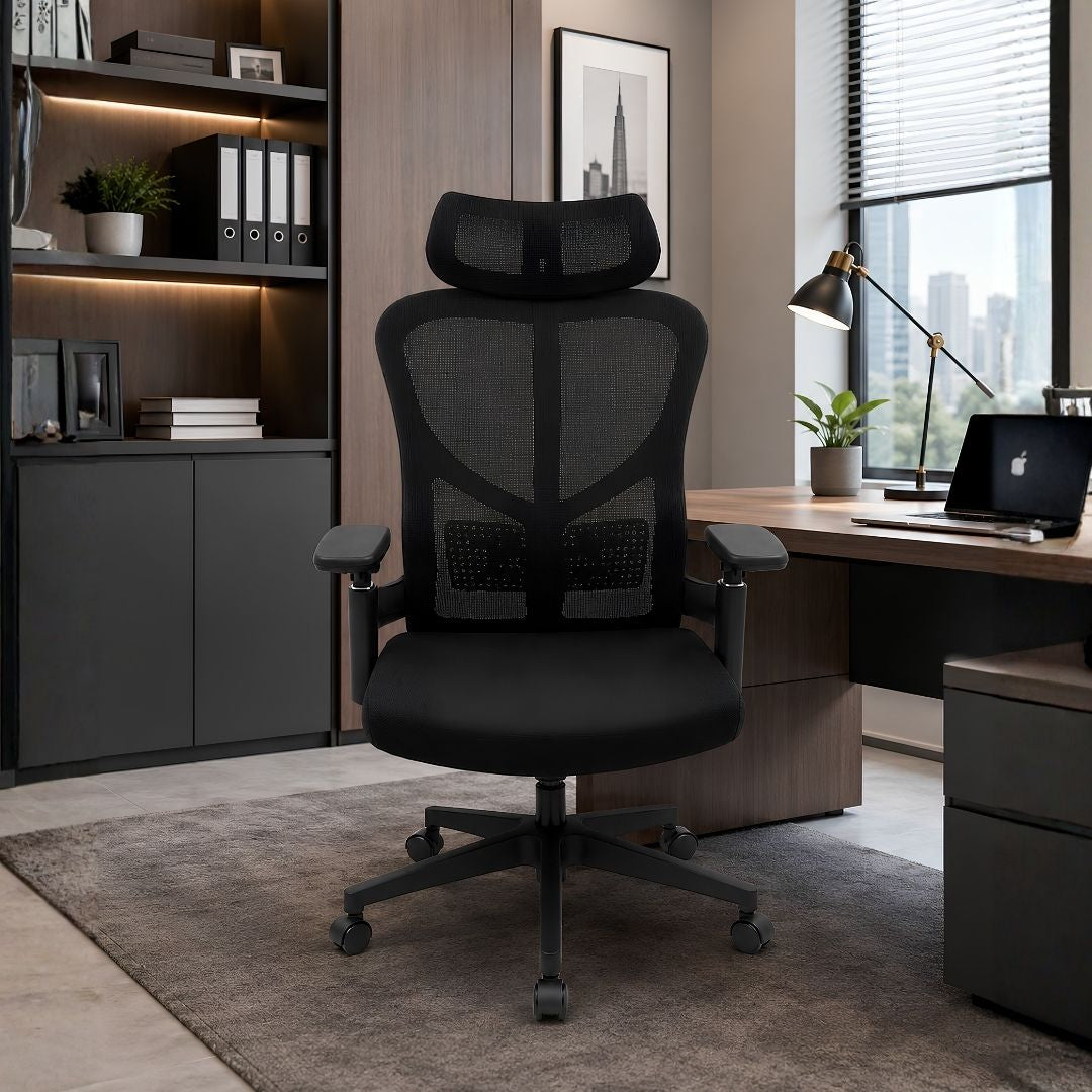 Silla de Oficina Negra /Base Silver