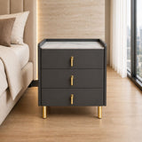 Dark Gray 3-Drawer Smart Nightstand with Bluetooth