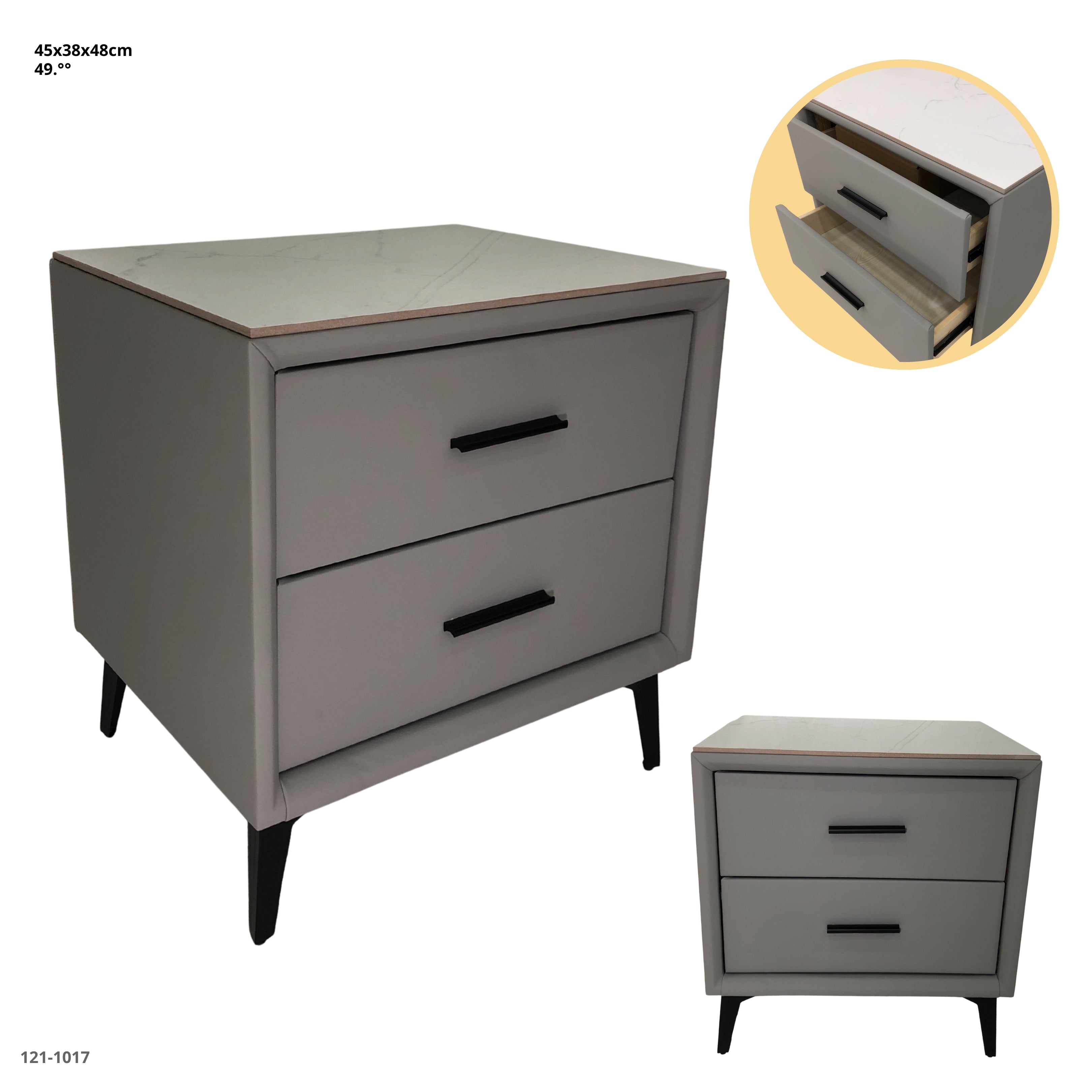 MESITA DE NOCHE GRIS CLARO 2 GAVETAS