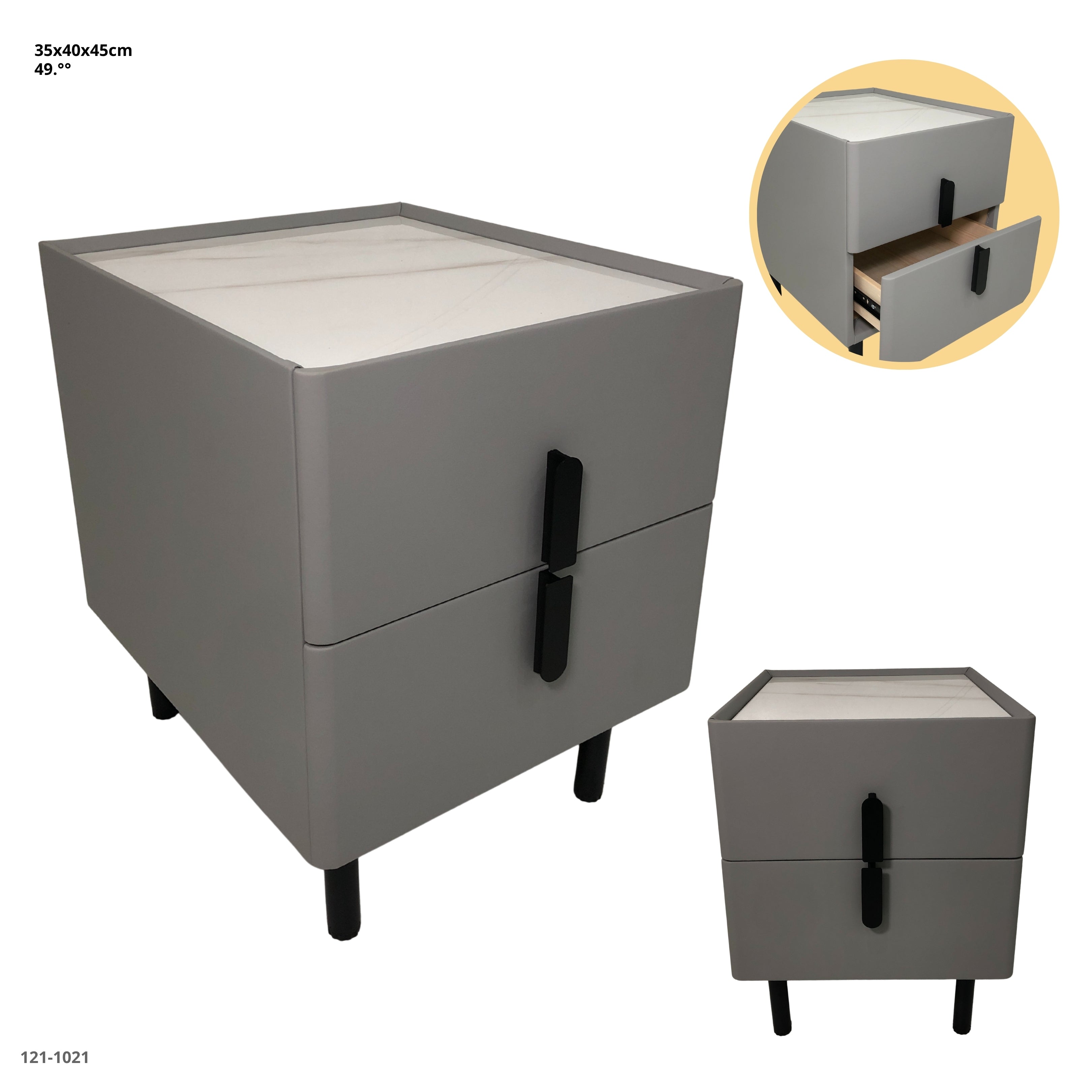 MESITA DE NOCHE GRIS CLARO 3 GAVETAS