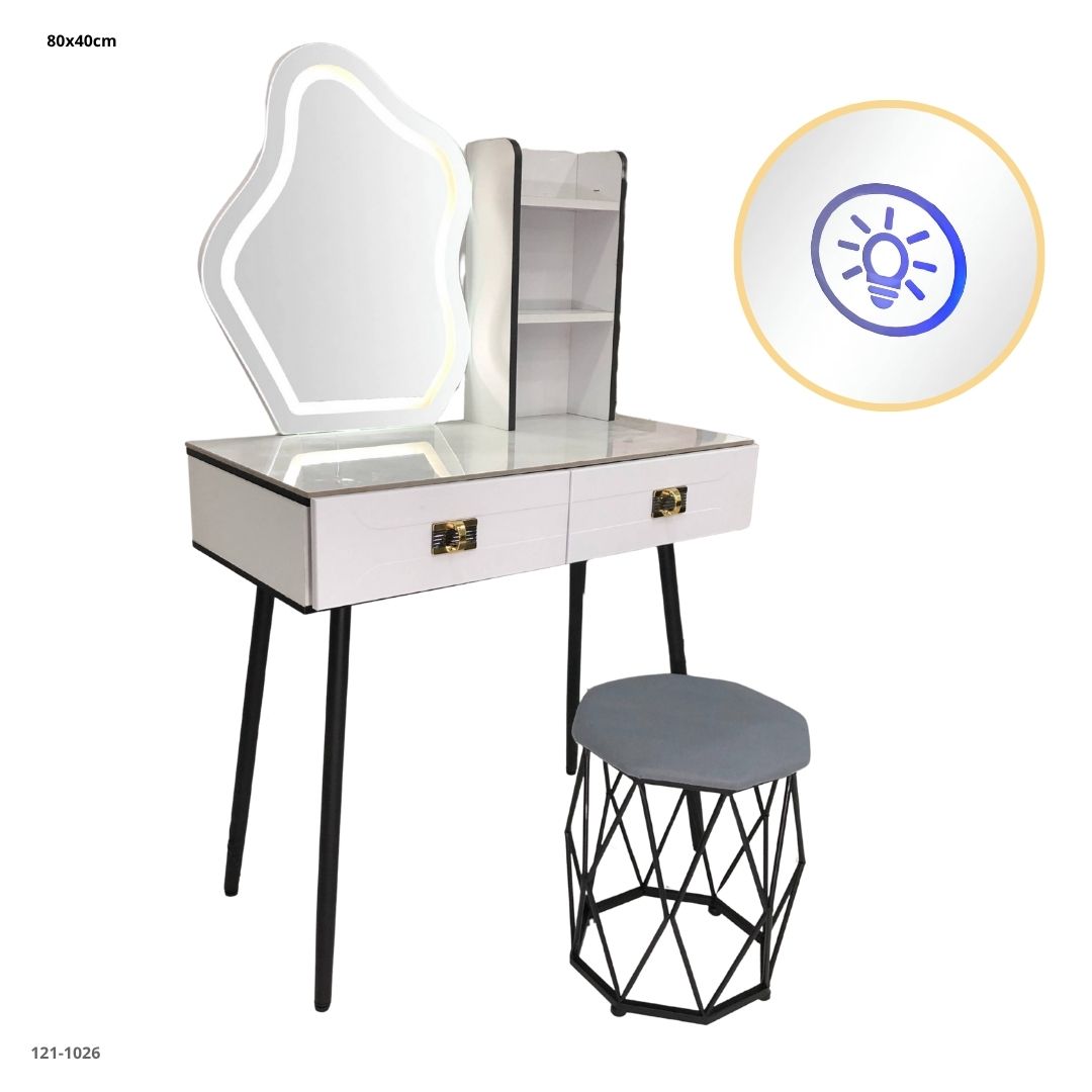 VANITY CON ESPEJO/LUZ Y TABURETE 80*40CM