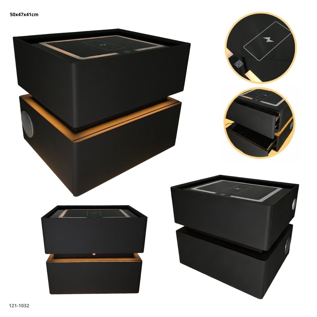 MESITA FLOTANTE DE NOCHE CON BLUETOOTH+LUZ+CARGADOR 2 GAVETAS