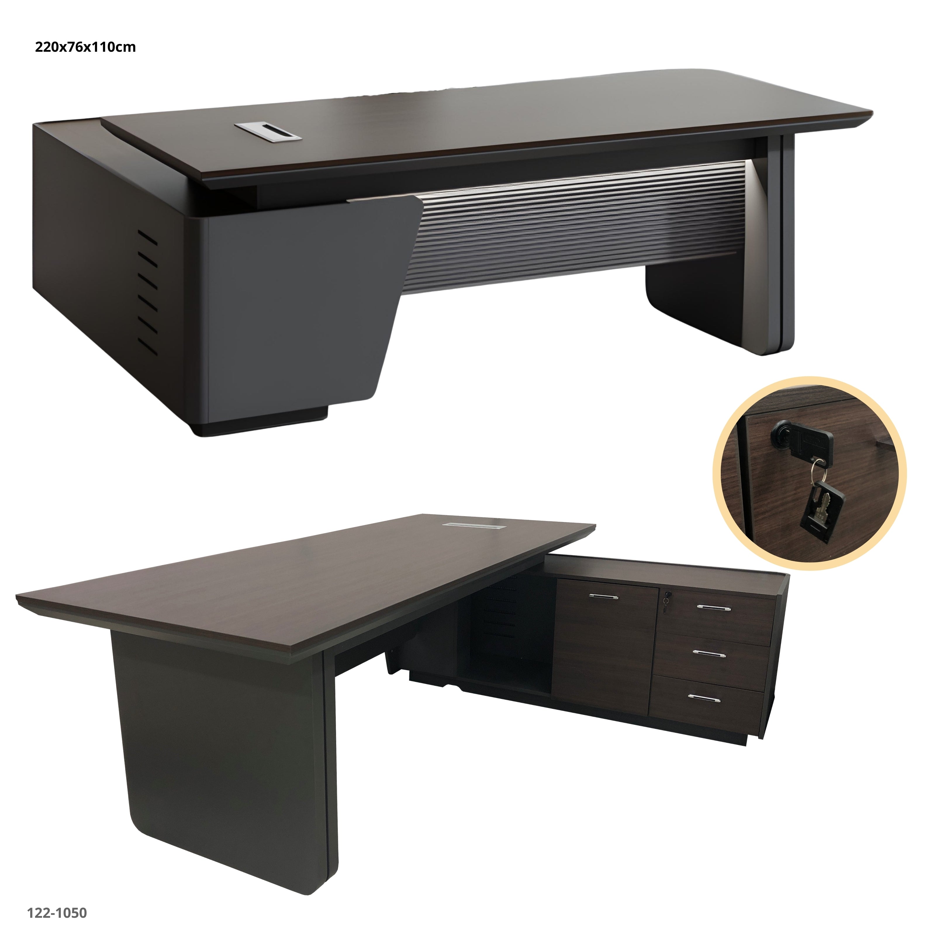 ESCRITORIO GRIS OSCURO 220*110*76CM