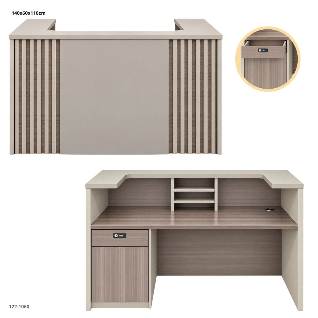 Recepción Crema con Listones Laterales 140x60x110 cm - Ref. 122-1060