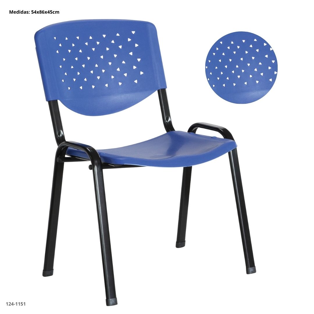 SILLA DE ESPERA METAL/PLASTICO FIJA AZUL