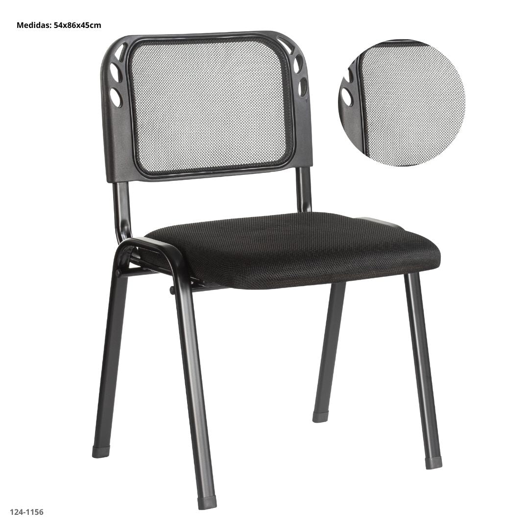 SILLA DE ESPERA METAL/COJIN/PLASTICA 6CM FIJA NEGRO