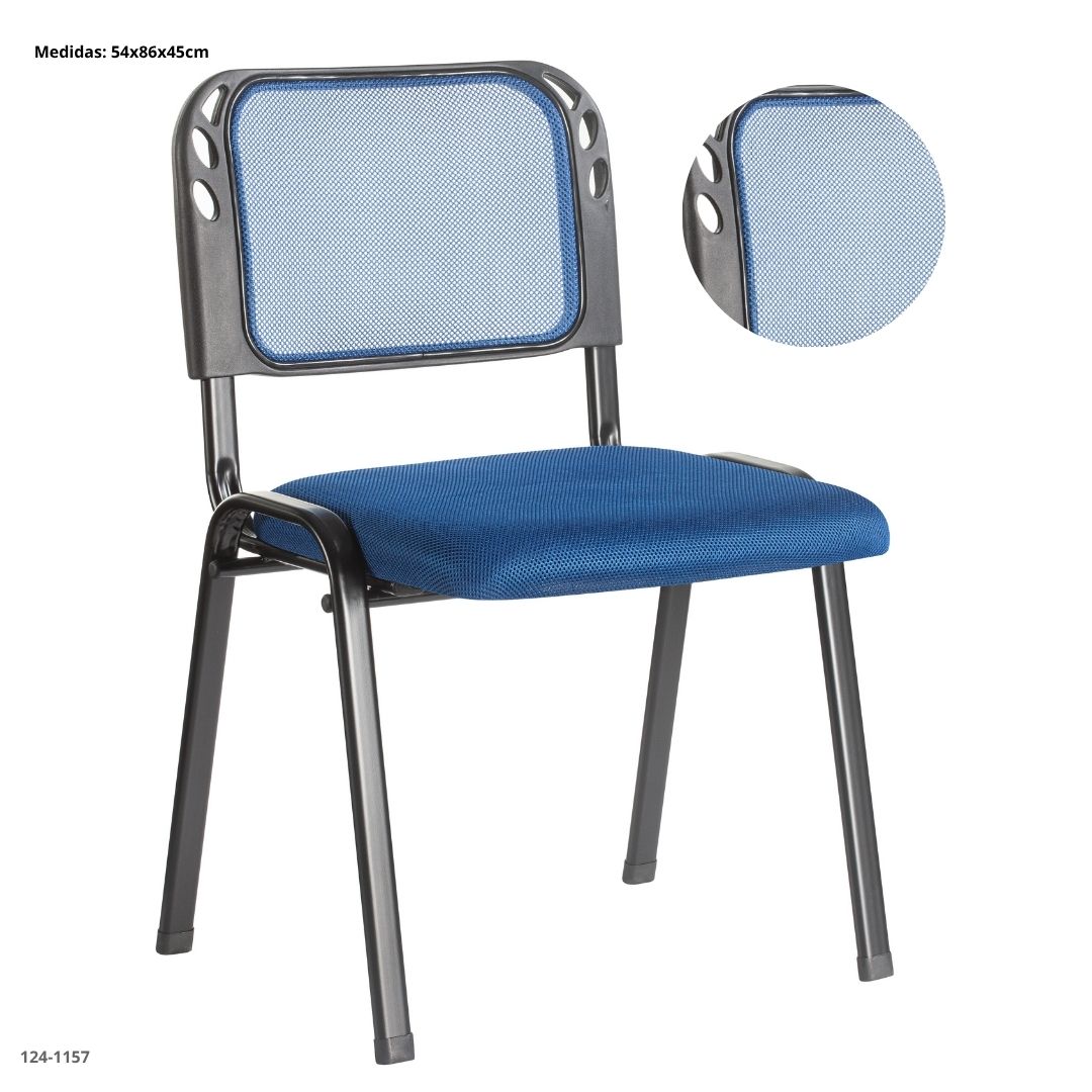 SILLA DE ESPERA METAL/COJIN/PLASTICA 6CM FIJA AZUL