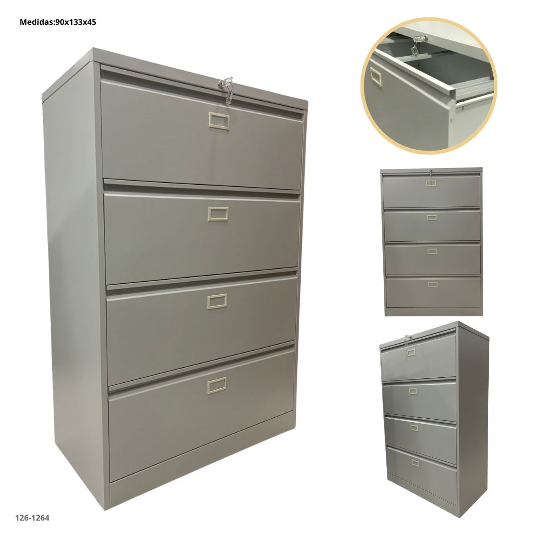 Archivador lateral metalico 4 gavetas gris claro - 126-1264