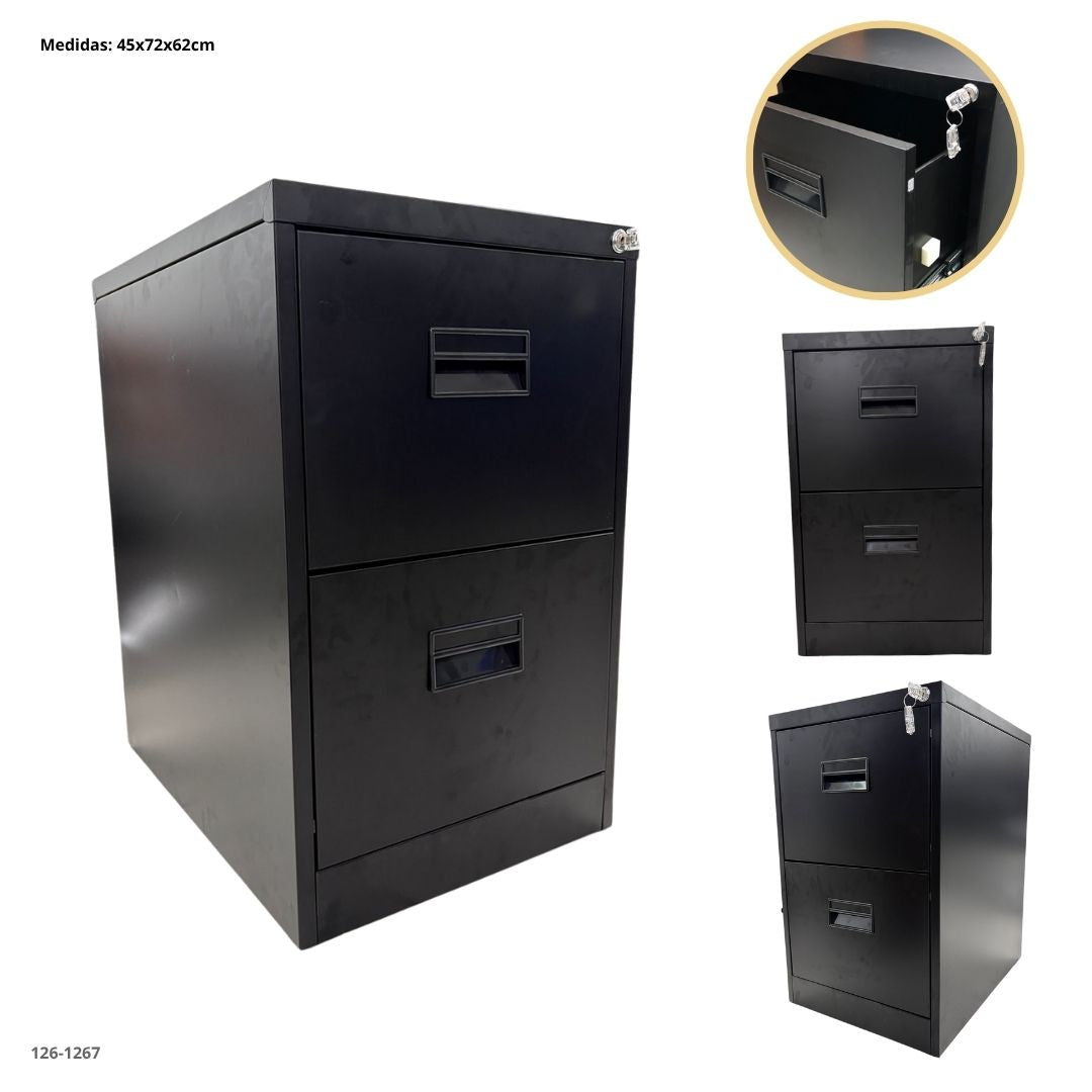 ARCHIVADOR METALICO 2 GAVETAS NEGRO