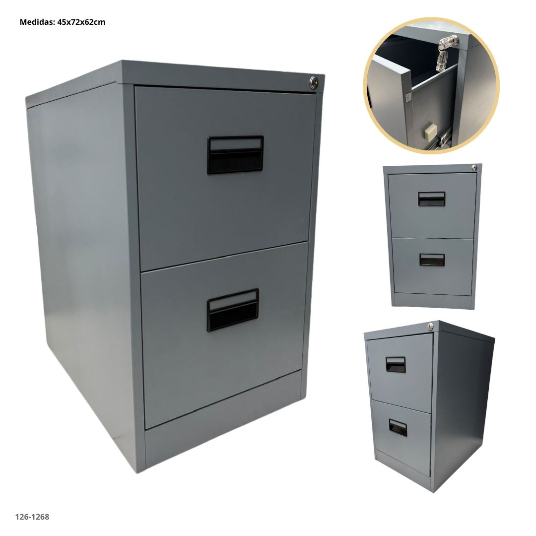 ARCHIVADOR METALICO 2 GAVETAS GRIS AZULADO
