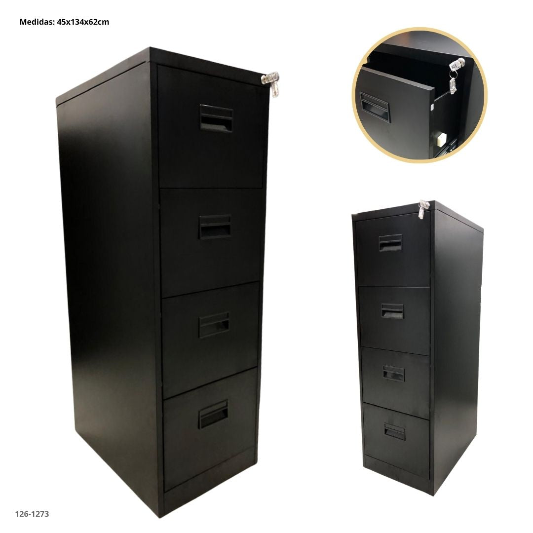 ARCHIVADOR METALICO 4 GAVETAS NEGRO