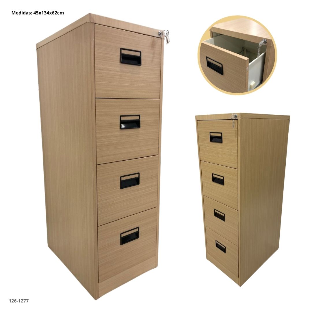 ARCHIVADOR METALICO 4 GAVETAS COLOR MADERA CLARO - madera