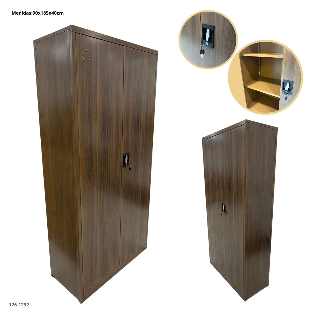 GABINETE METALICO 2 PUERTAS COLOR MADERA OSCURO PLEGABLE - plegable, madera