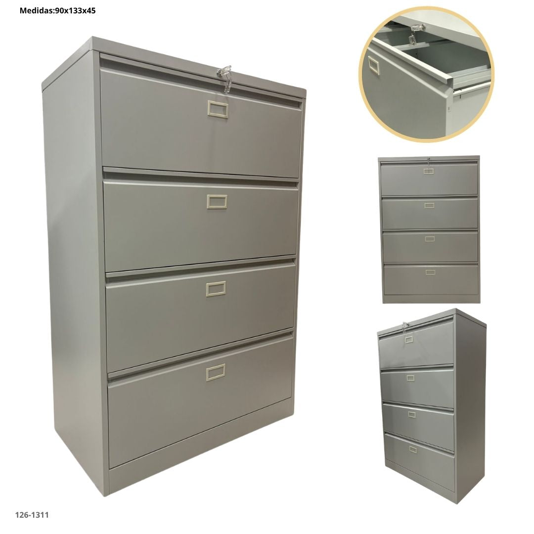 Archivador lateral metalico 4 gavetas gris claro - 126-1311