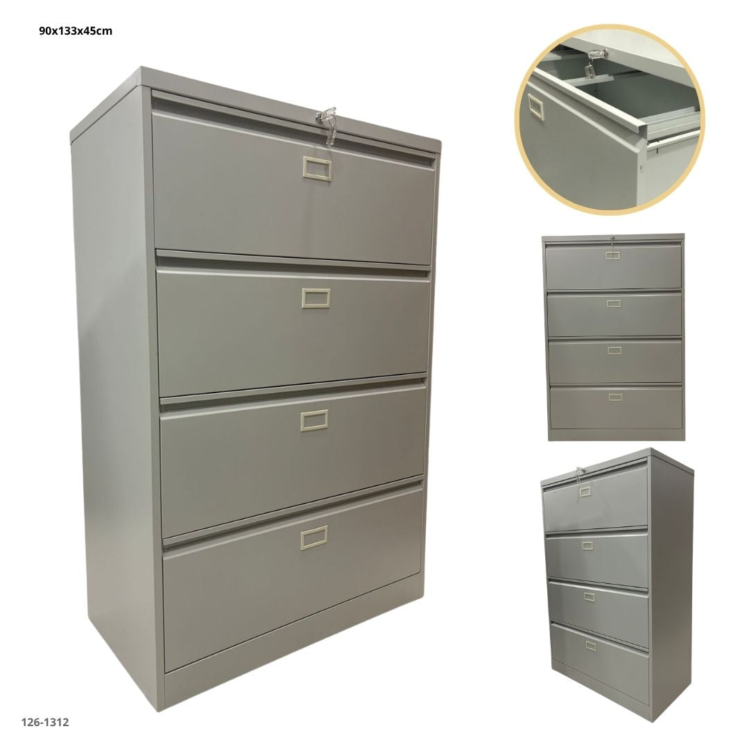 ARCHIVADOR LATERAL METALICO 4 GAVETAS GRIS CLARO