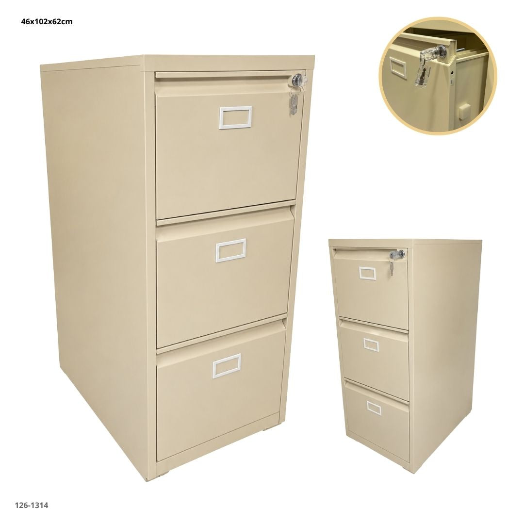 ARCHIVADOR METALICO 3 GAVETAS PLEGABLE BEIGE