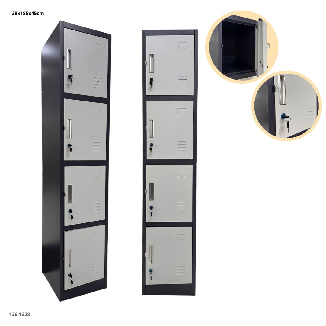 CASILLERO METALICO 4 PUERTAS BLANCO/GRIS OSCURO