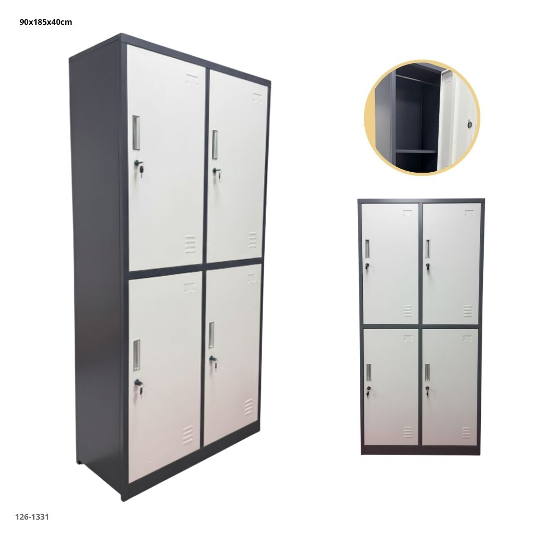 CASILLERO METALICO 4 PUERTAS GRIS OSCURO/BLANCO PLEGABLE 185*90*40CM - plegable
