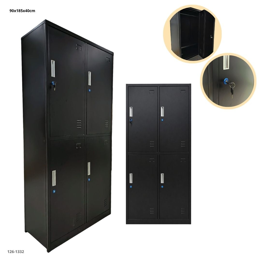 CASILLERO METALICO 4 PUERTAS NEGRO PLEGABLE - plegable