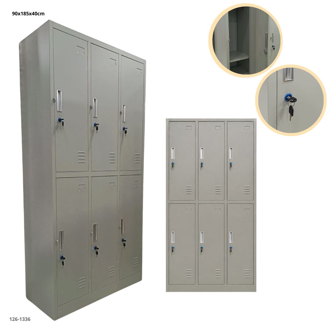 CASILLERO METALICO 6 PUERTAS GRIS CLARO ALDABA