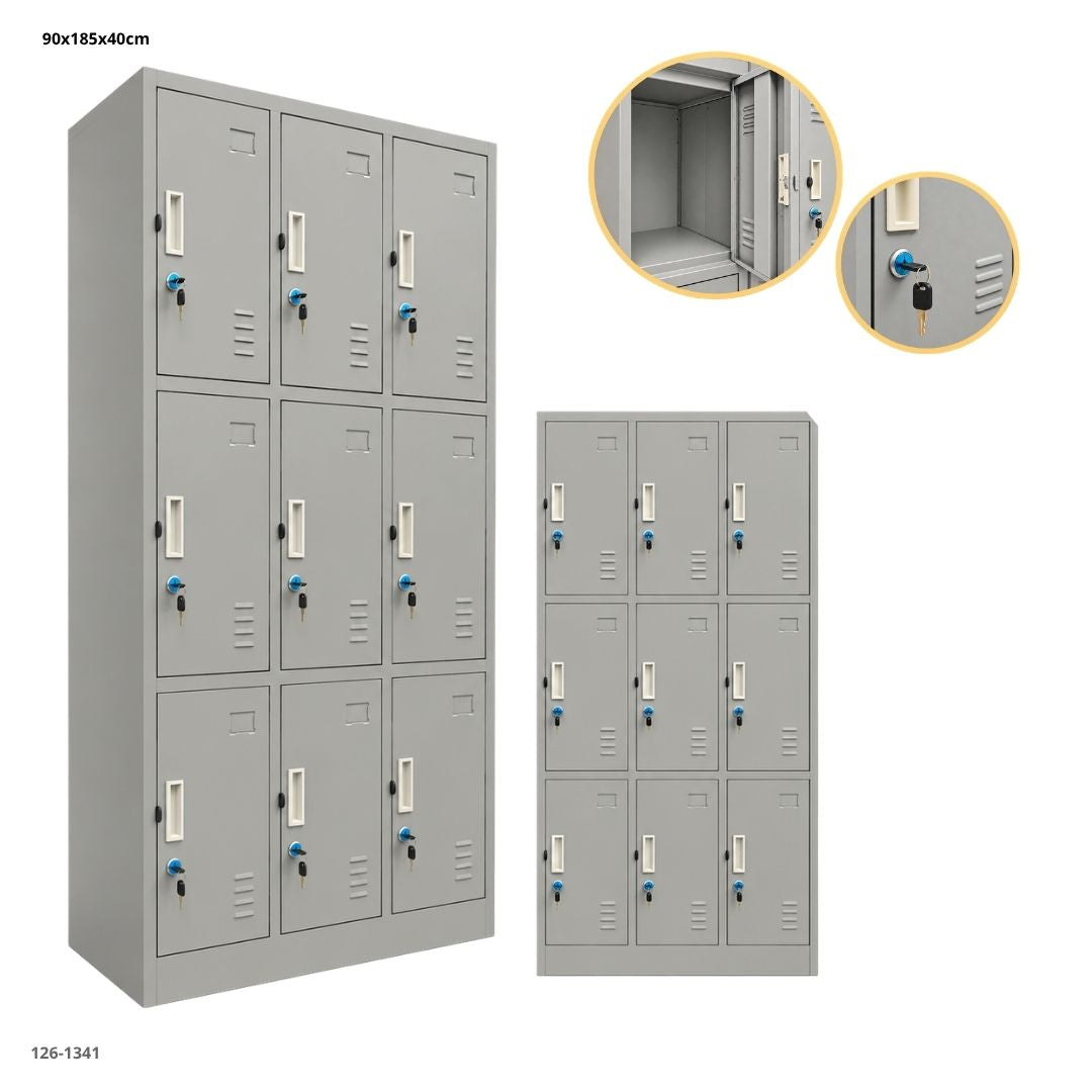 Casillero metalico 9 puertas gris claro aldaba - 126-1341